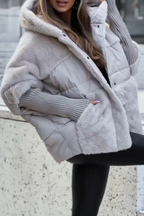 MOIRA | HOODED PUFFER JACKET - Light Gray