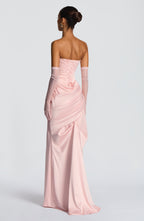 MORWEN | STRAPLESS COWL SATIN MAXI DRESS - Blush Pink