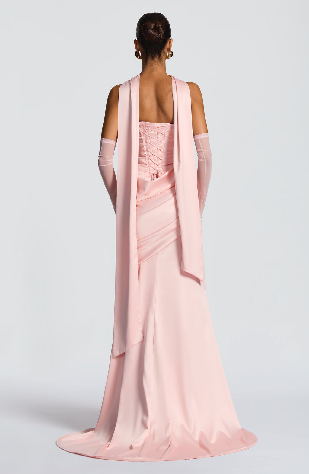 MORWEN | STRAPLESS COWL SATIN MAXI DRESS - Blush Pink