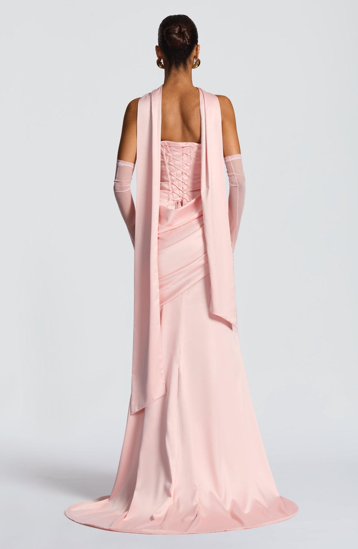 MORWEN | STRAPLESS COWL SATIN MAXI DRESS - Blush Pink