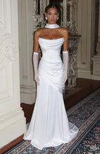 MORWEN | STRAPLESS COWL SATIN MAXI DRESS - Ivory