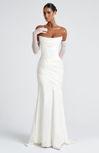 MORWEN | STRAPLESS COWL SATIN MAXI DRESS - Ivory