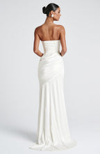 MORWEN | STRAPLESS COWL SATIN MAXI DRESS - Ivory