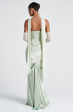 MORWEN | STRAPLESS COWL SATIN MAXI DRESS - Mint
