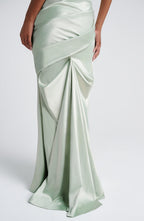 MORWEN | STRAPLESS COWL SATIN MAXI DRESS - Mint