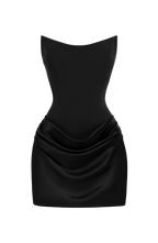 MURIEL | CORSET SATIN MINI DRESS - Black