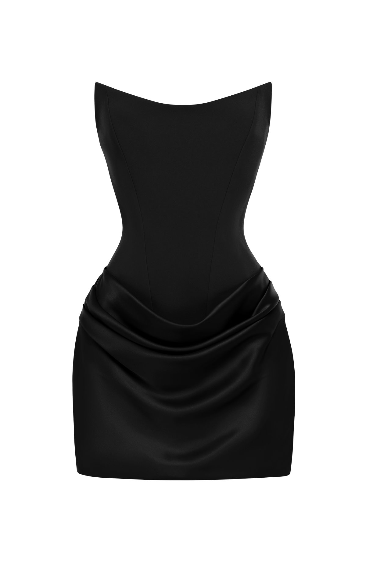 MURIEL | CORSET SATIN MINI DRESS - Black