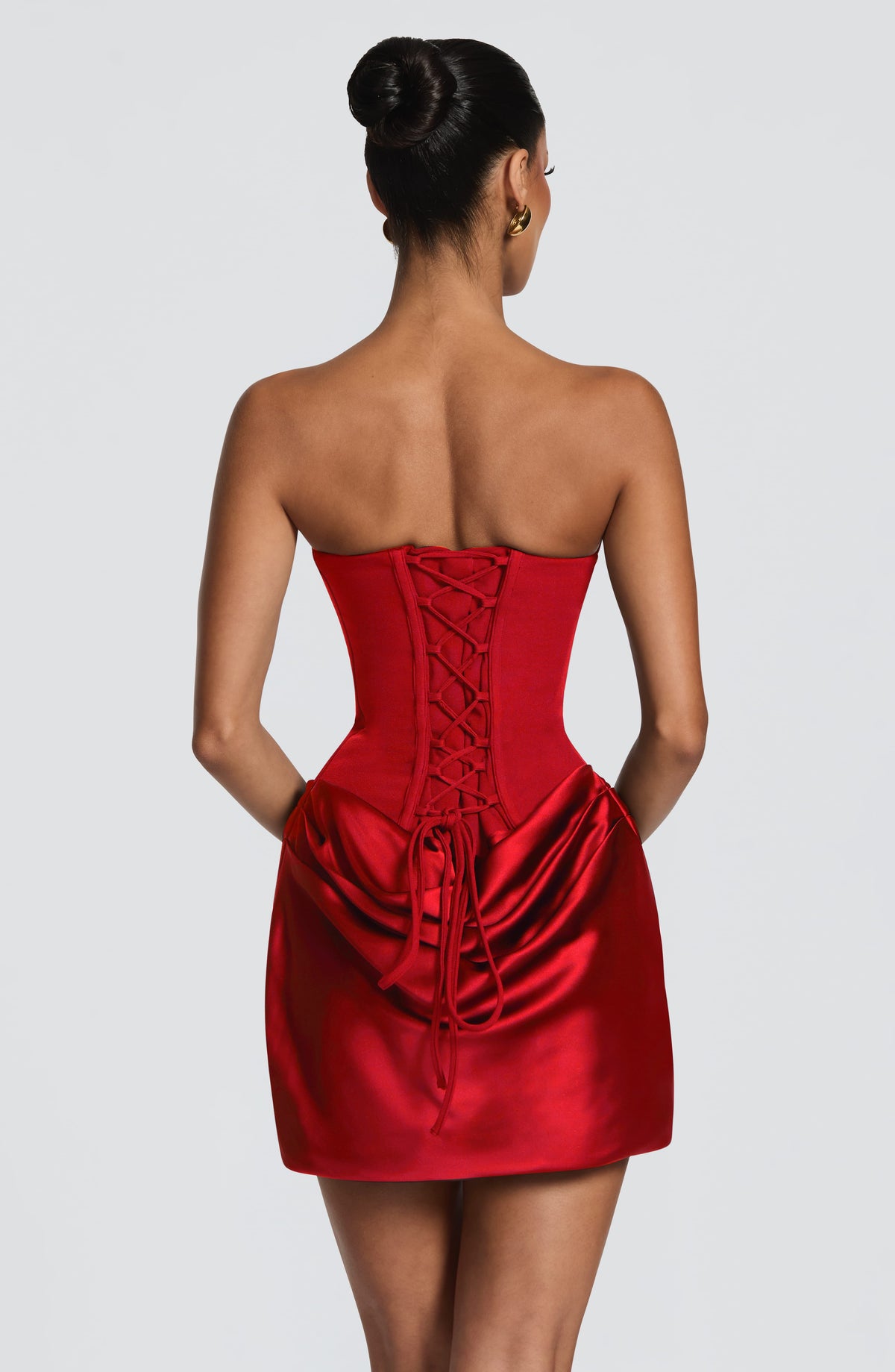 MURIEL | CORSET SATIN MINI DRESS - Red