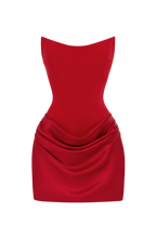 MURIEL | CORSET SATIN MINI DRESS - Red