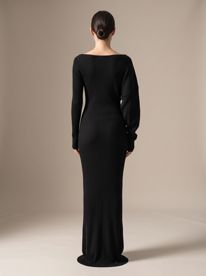 NADEGE | KNIT MAXI DRESS - Black