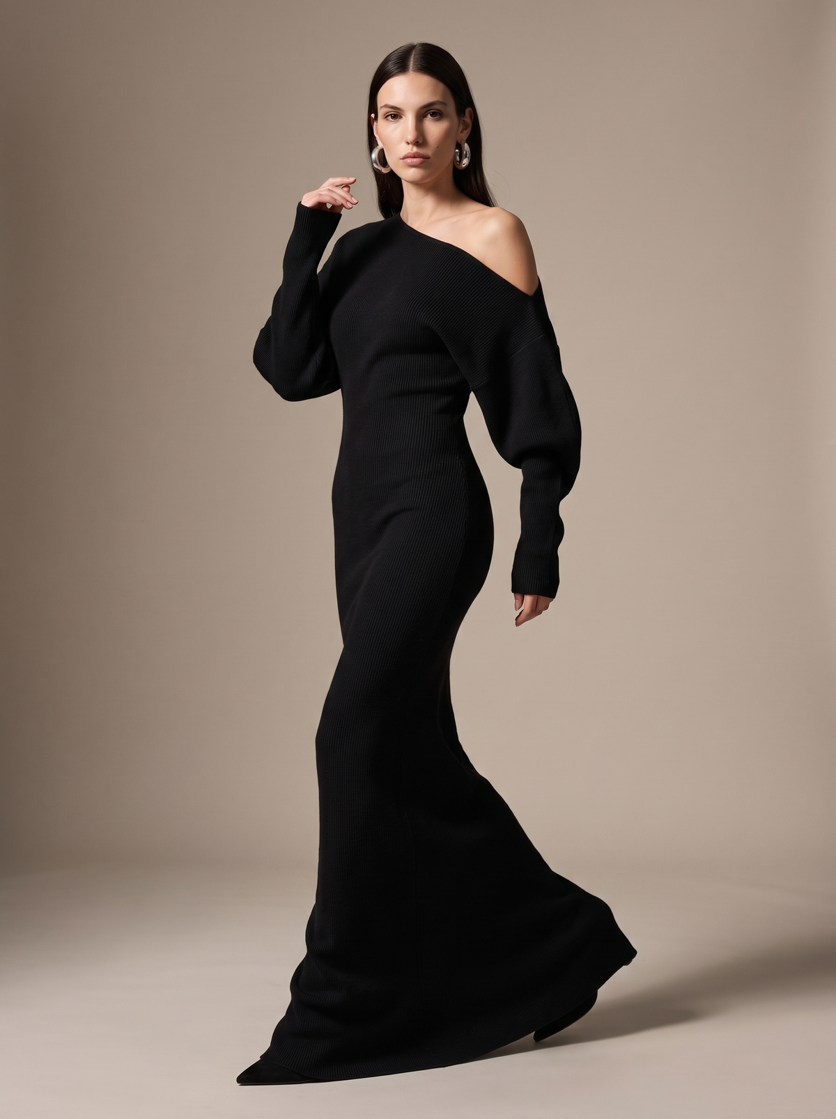 NADEGE | KNIT MAXI DRESS - Black