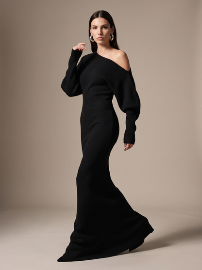 NADEGE | KNIT MAXI DRESS - Black