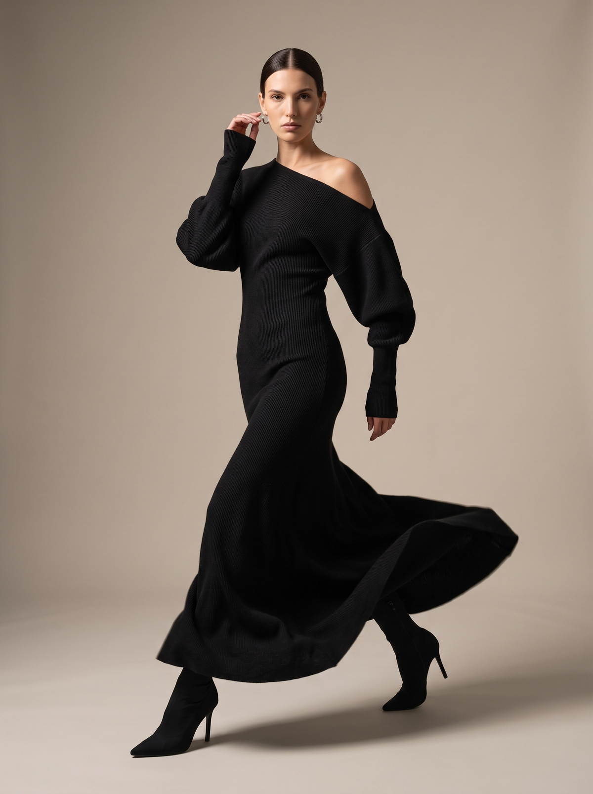 NADEGE | KNIT MAXI DRESS - Black