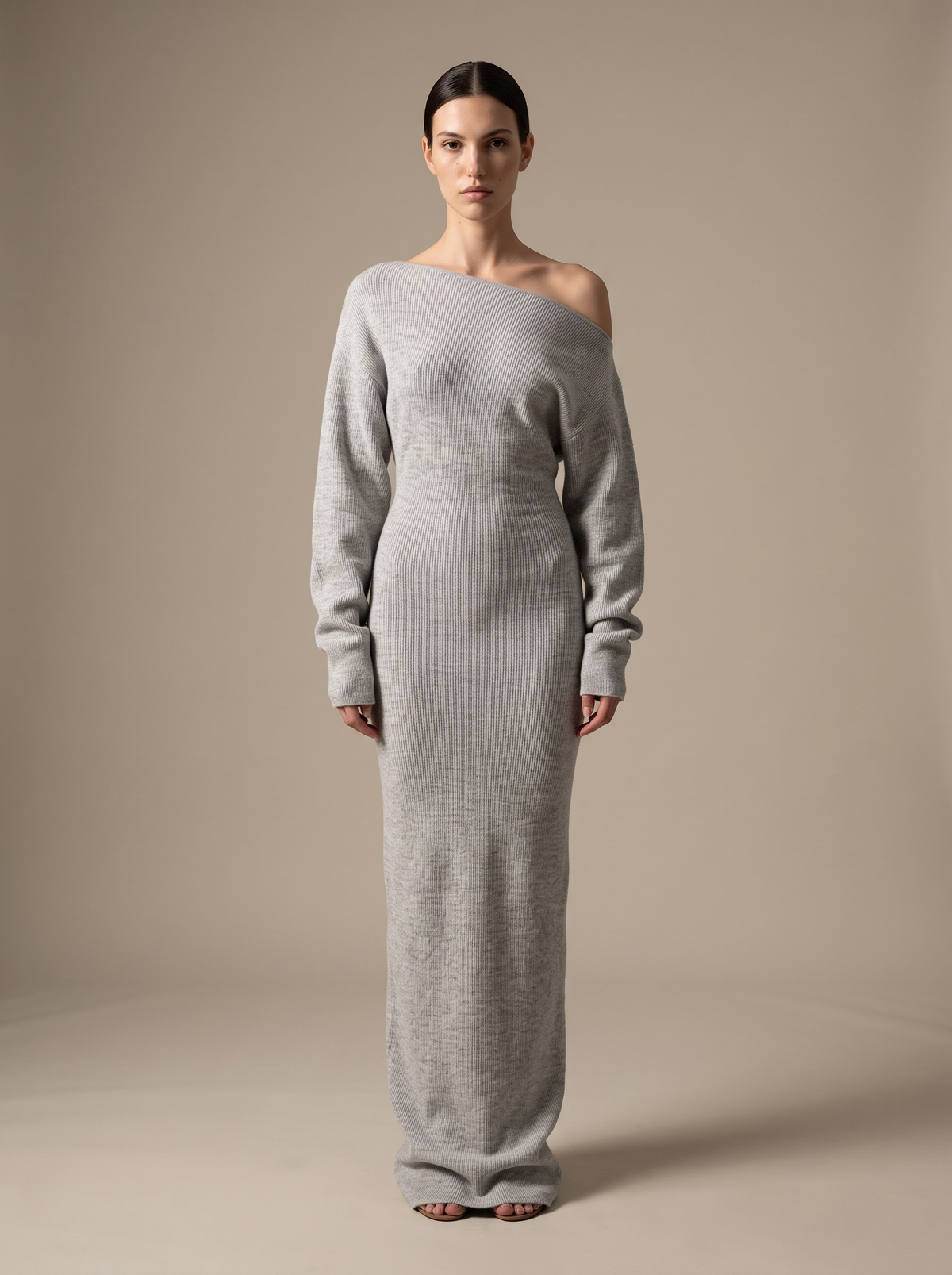 NADEGE | KNIT MAXI DRESS - Heather Grey