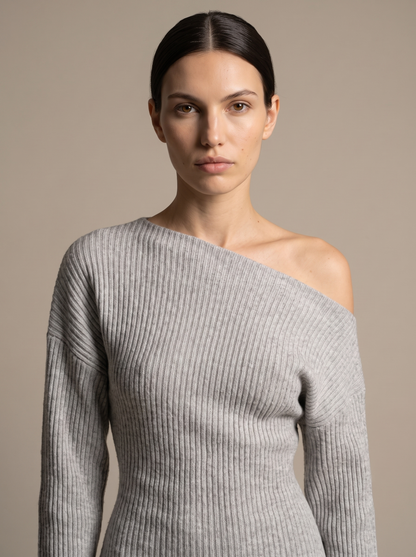 NADEGE | KNIT MAXI DRESS - Heather Grey
