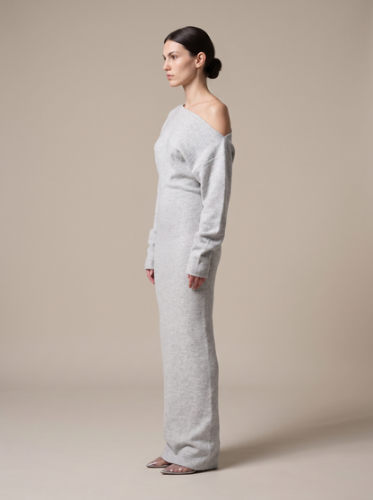 NADEGE | KNIT MAXI DRESS - Heather Grey