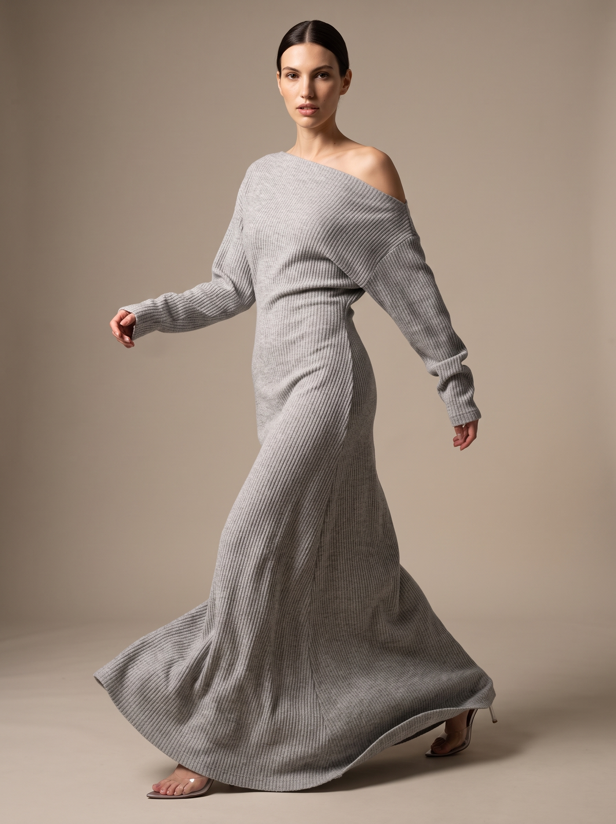 NADEGE | KNIT MAXI DRESS - Heather Grey