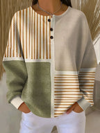 NICOLA | COLORBLOCK WAFFLE KNIT SWEATER - Sage and Mustard Colorblock