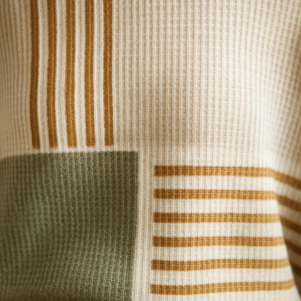 NICOLA | COLORBLOCK WAFFLE KNIT SWEATER - Sage and Mustard Colorblock