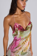 NIKA | BACKLESS CHIFFON HALTER MAXI DRESS - Blush and Sage Floral