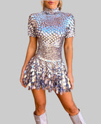 NINETTE | SILVER DISC MINI DRESS