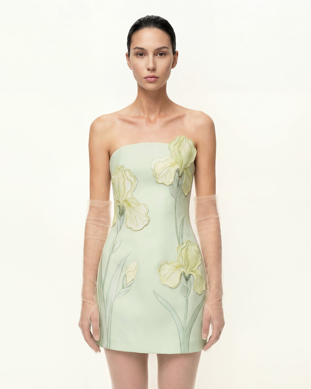 NINON | STRAPLESS MINI DRESS - Mint Floral