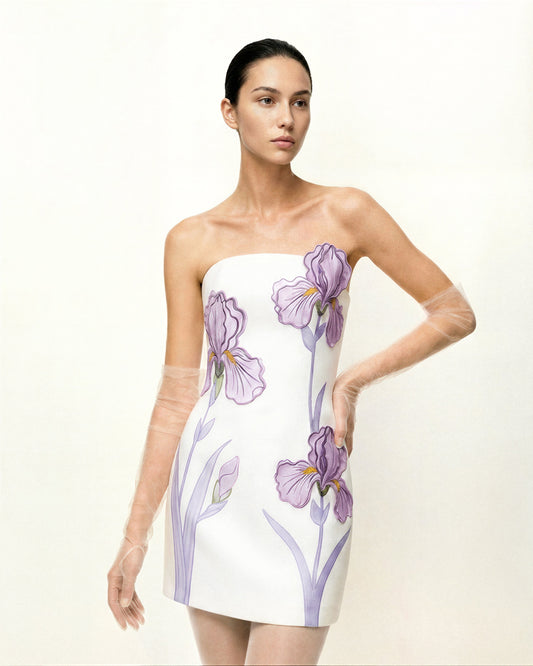 NINON | STRAPLESS MINI DRESS - White Floral