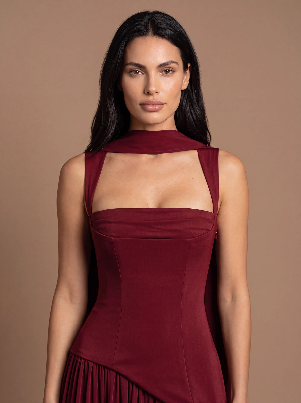 NOELANI | CUTOUT MAXI DRESS - Cherry Lacquer