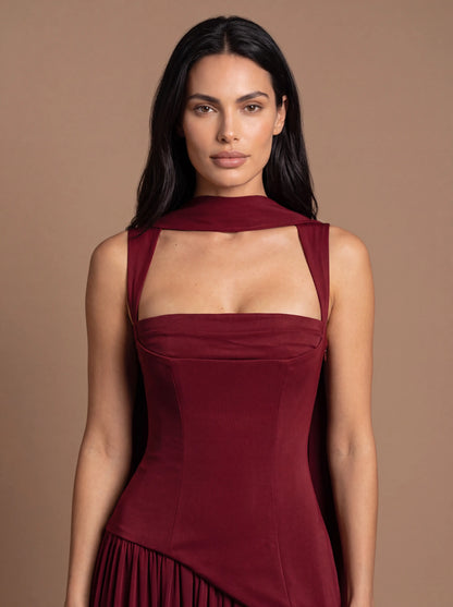 NOELANI | CUTOUT MAXI DRESS - Cherry Lacquer