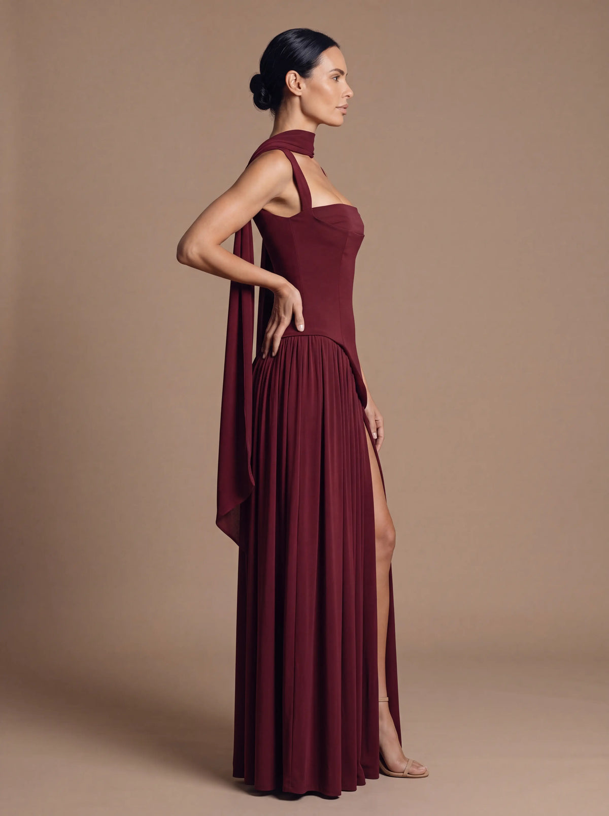 NOELANI | CUTOUT MAXI DRESS - Cherry Lacquer