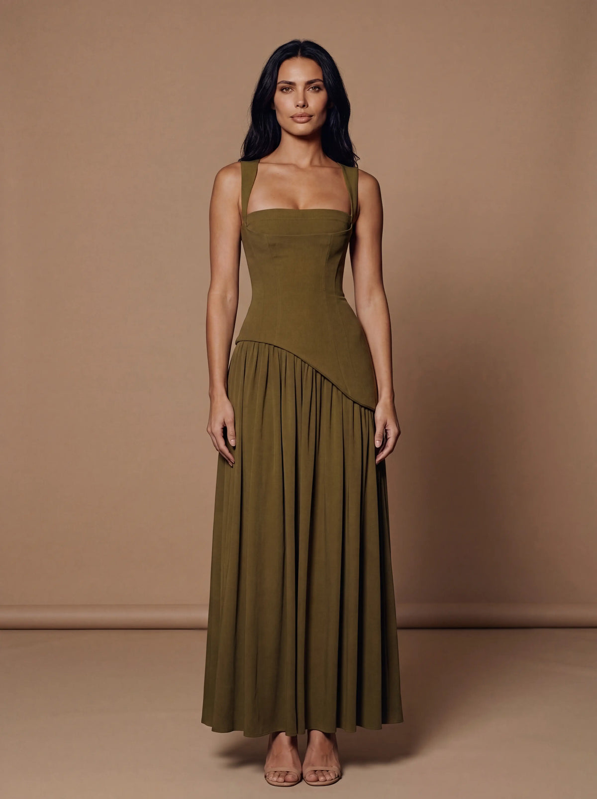 NOELANI | CUTOUT MAXI DRESS - Deep Olive