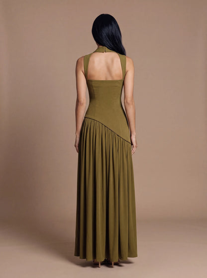 NOELANI | CUTOUT MAXI DRESS - Deep Olive