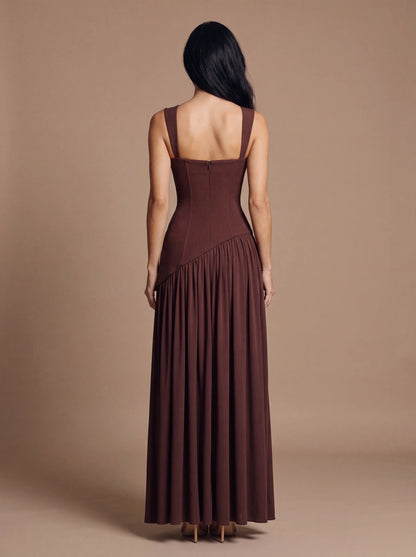 NOELANI | CUTOUT MAXI DRESS - Plum Brown