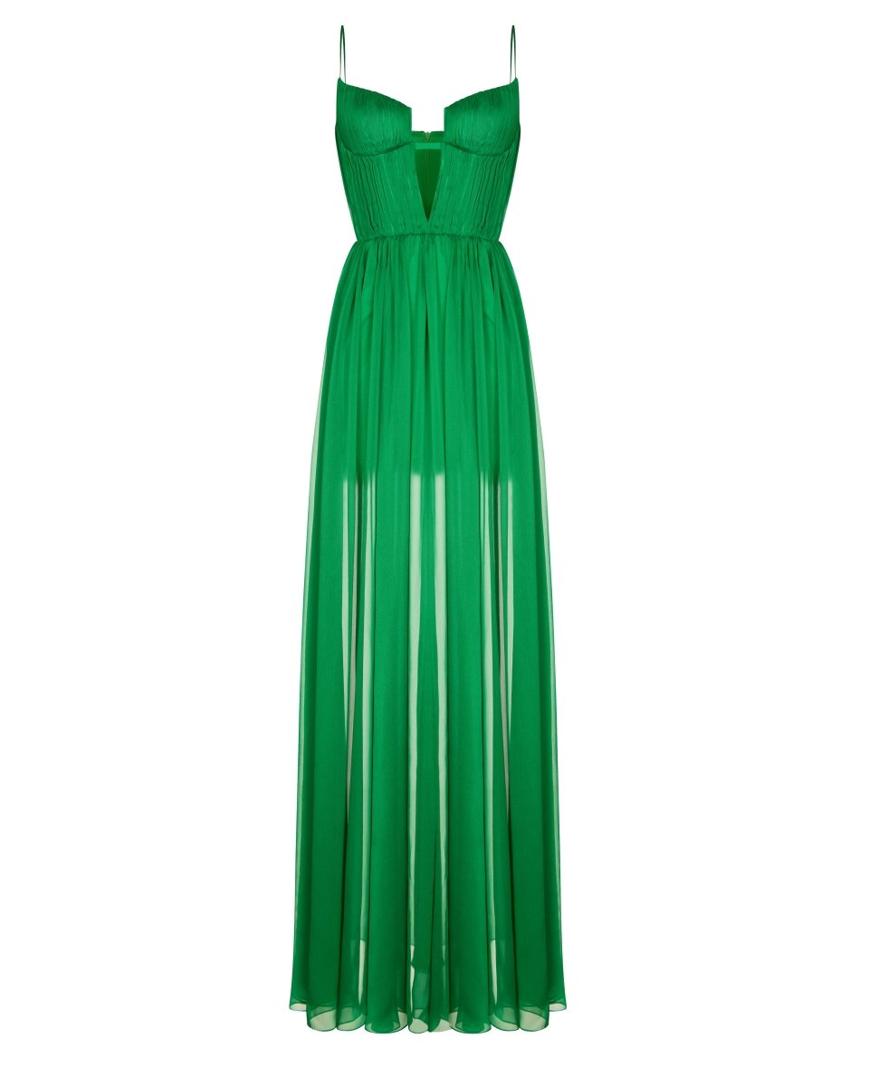NOELIE | CHIFFON MAXI DRESS - Emerald Green