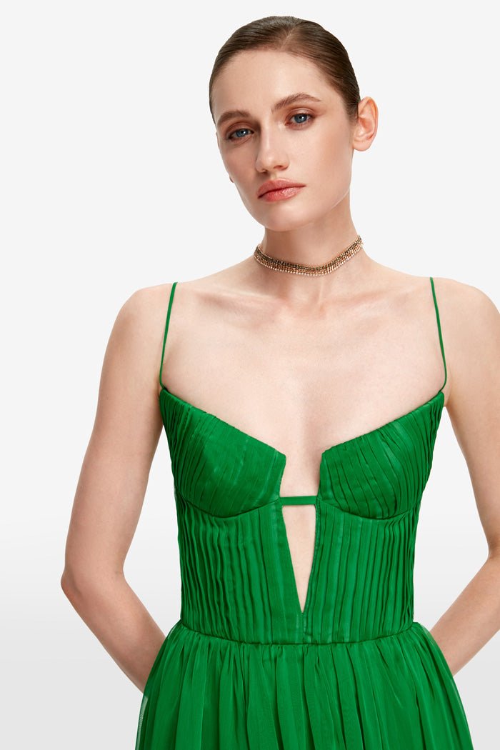 NOELIE | CHIFFON MAXI DRESS - Emerald Green