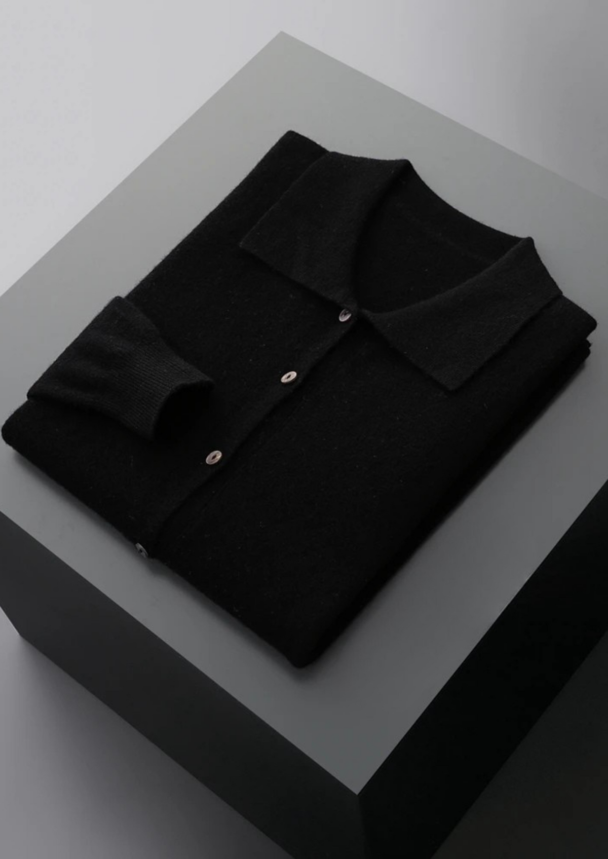 NOLAN | POLO COLLAR CARDIGAN - Black