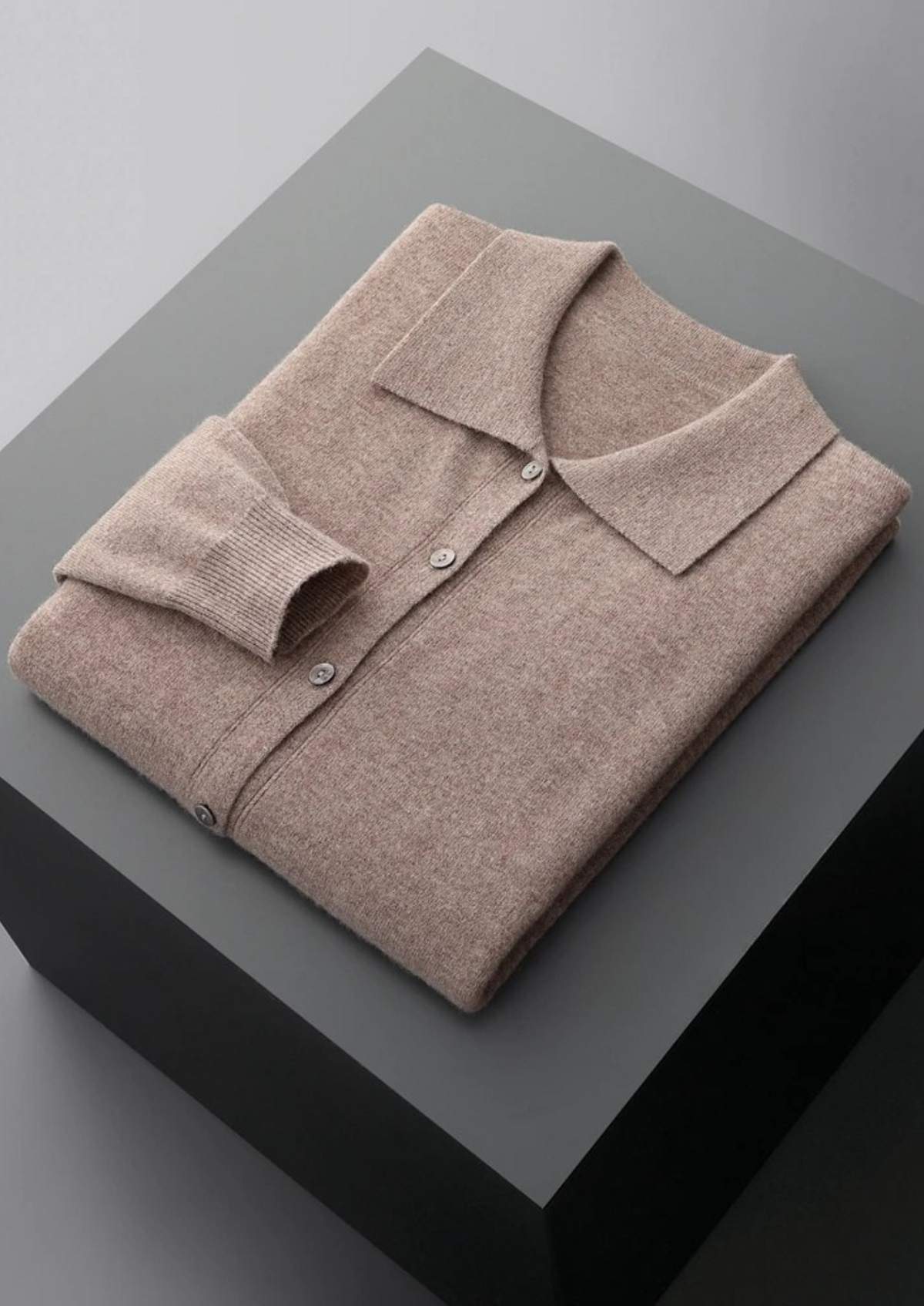 NOLAN | POLO COLLAR CARDIGAN - Camel
