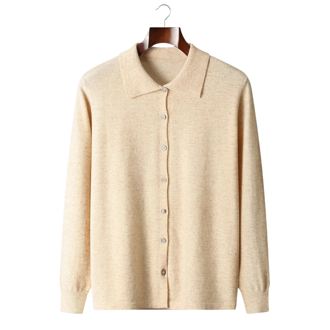 NOLAN | POLO COLLAR CARDIGAN - Sand