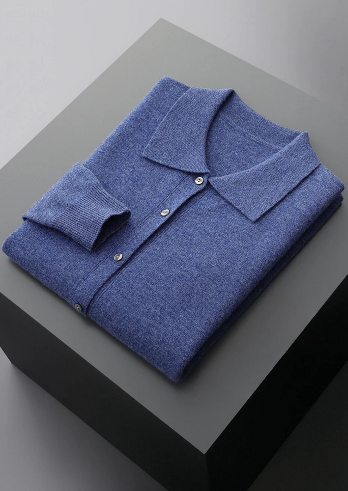 NOLAN | POLO COLLAR CARDIGAN - Sea Blue