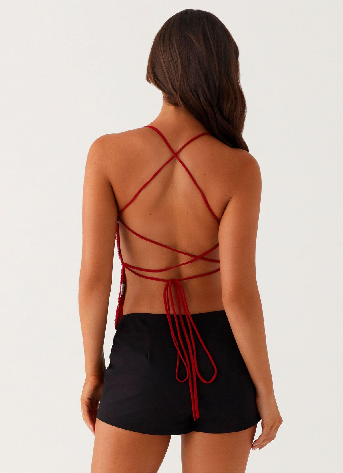 NORA | SEQUIN TOP - Red, back