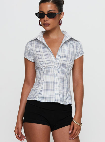 NORELLE | PLAID BLOUSE - Blue