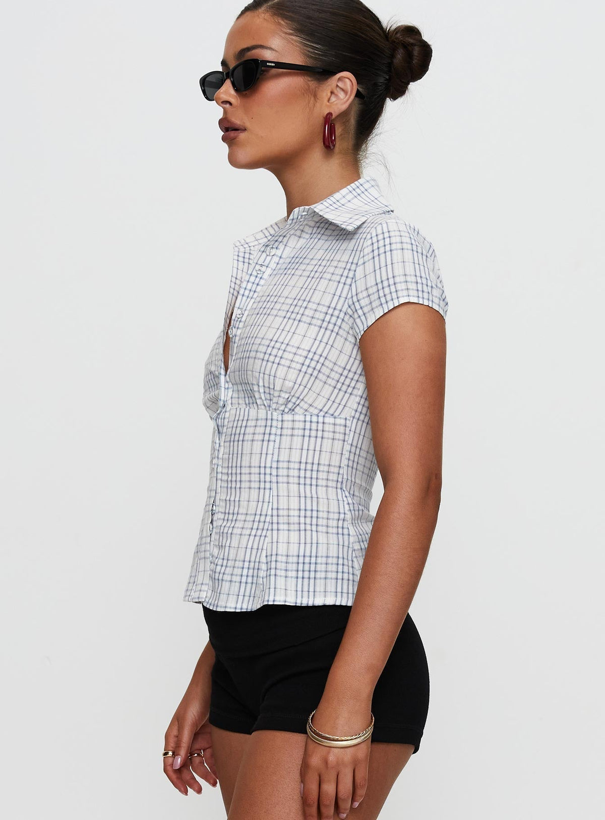 NORELLE | PLAID BLOUSE - Blue