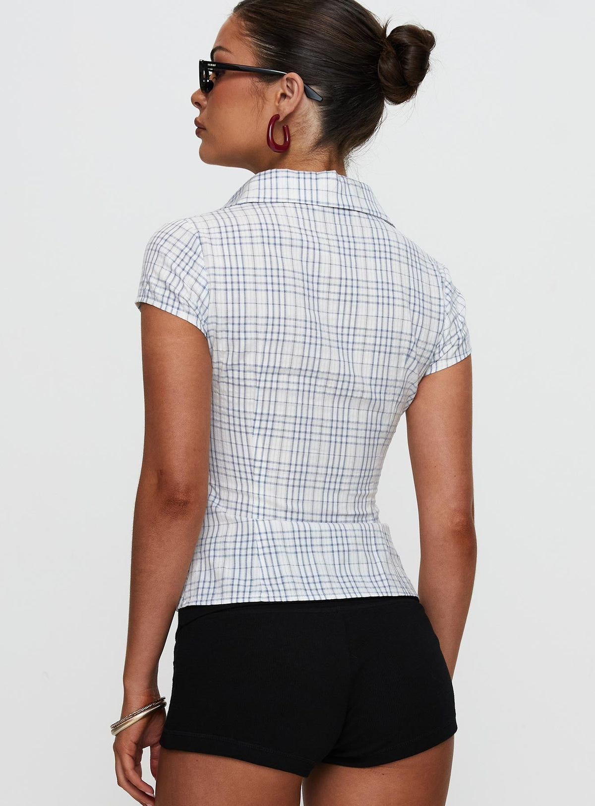 NORELLE | PLAID BLOUSE - Blue