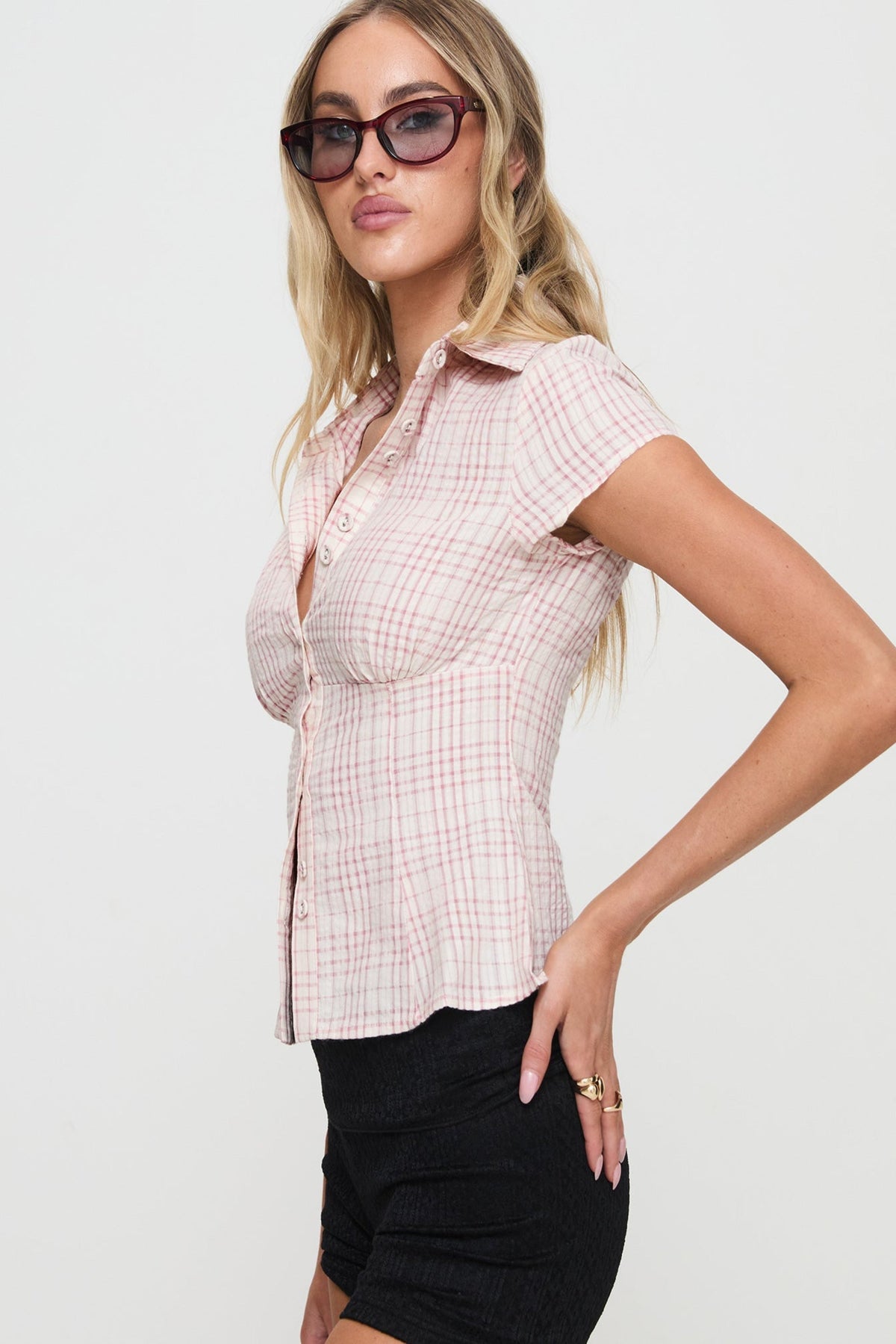NORELLE | PLAID BLOUSE - Pink