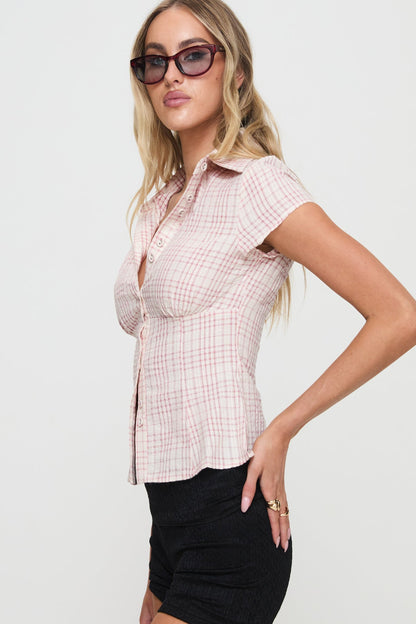 NORELLE | PLAID BLOUSE - Pink