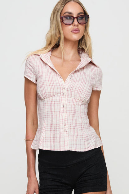 NORELLE | PLAID BLOUSE - Pink