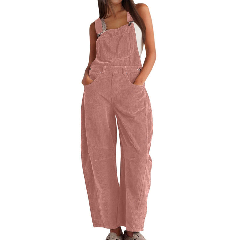 NURIA | WIDE LEG BIB OVERALL JUMPSUIT - Dusty Pink