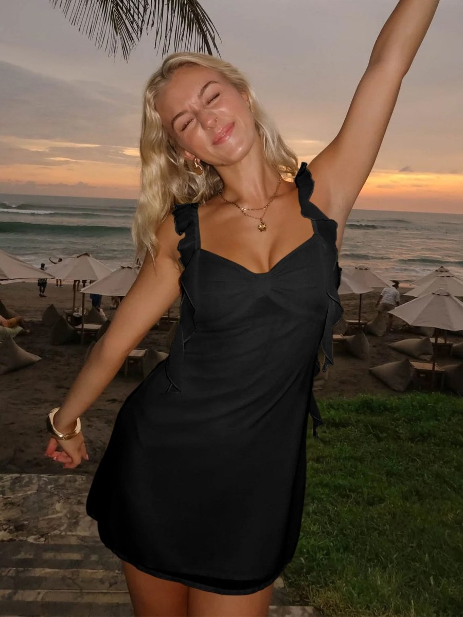 NYLA | CHIFFON RUFFLE MINI DRESS - Black