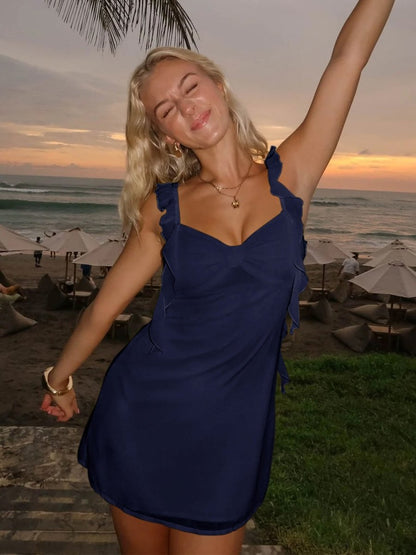 NYLA | CHIFFON RUFFLE MINI DRESS - Navy Blue