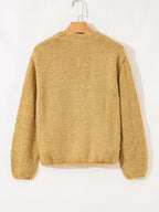 OCTAVIE | SCALLOPED LANTERN SLEEVE CARDIGAN - Mustard